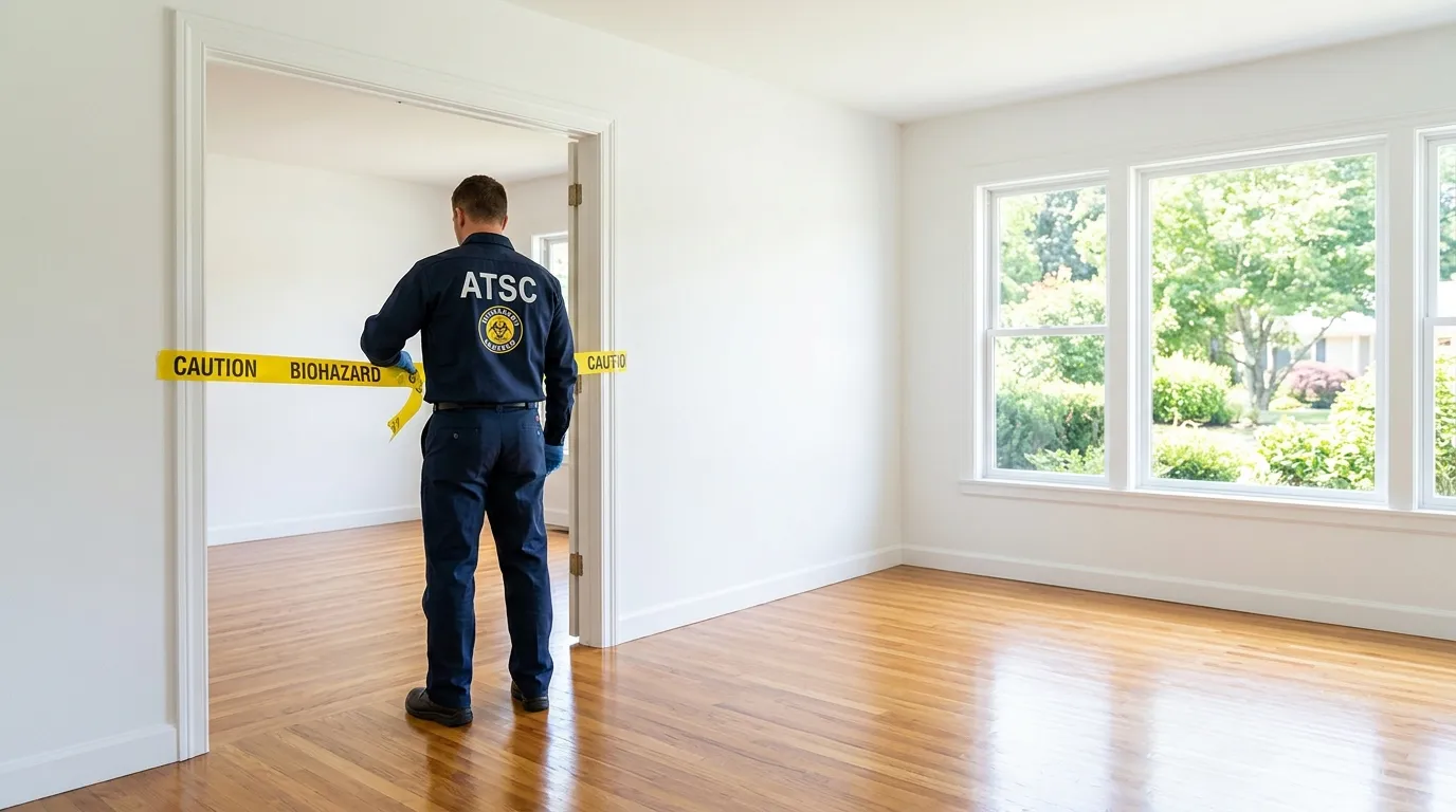 Certified biohazard cleanup crew performing Trauma Scene Cleanup in Huntsville